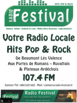 Il est arrivé ! Écoutez notre Spot Pub sur votre RADIO locale : RADIO FESTIVAL 107.4 FM !!!