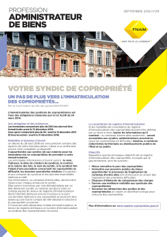 NEWSLETTER FNAIM : L’IMMATRICULATION DES COPROPRIÉTÉS